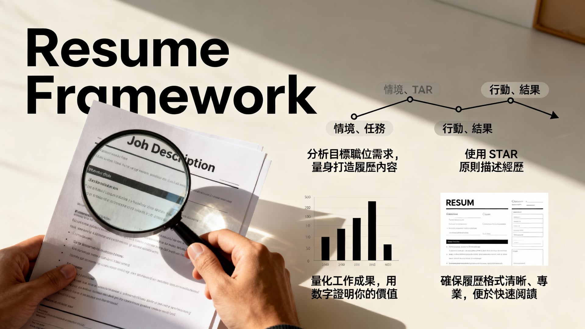 張琦履歷解析:打造專業履歷的三個關鍵步驟與技巧 2 核心策略:如何建構具說服力的履歷框架 - 說明圖片