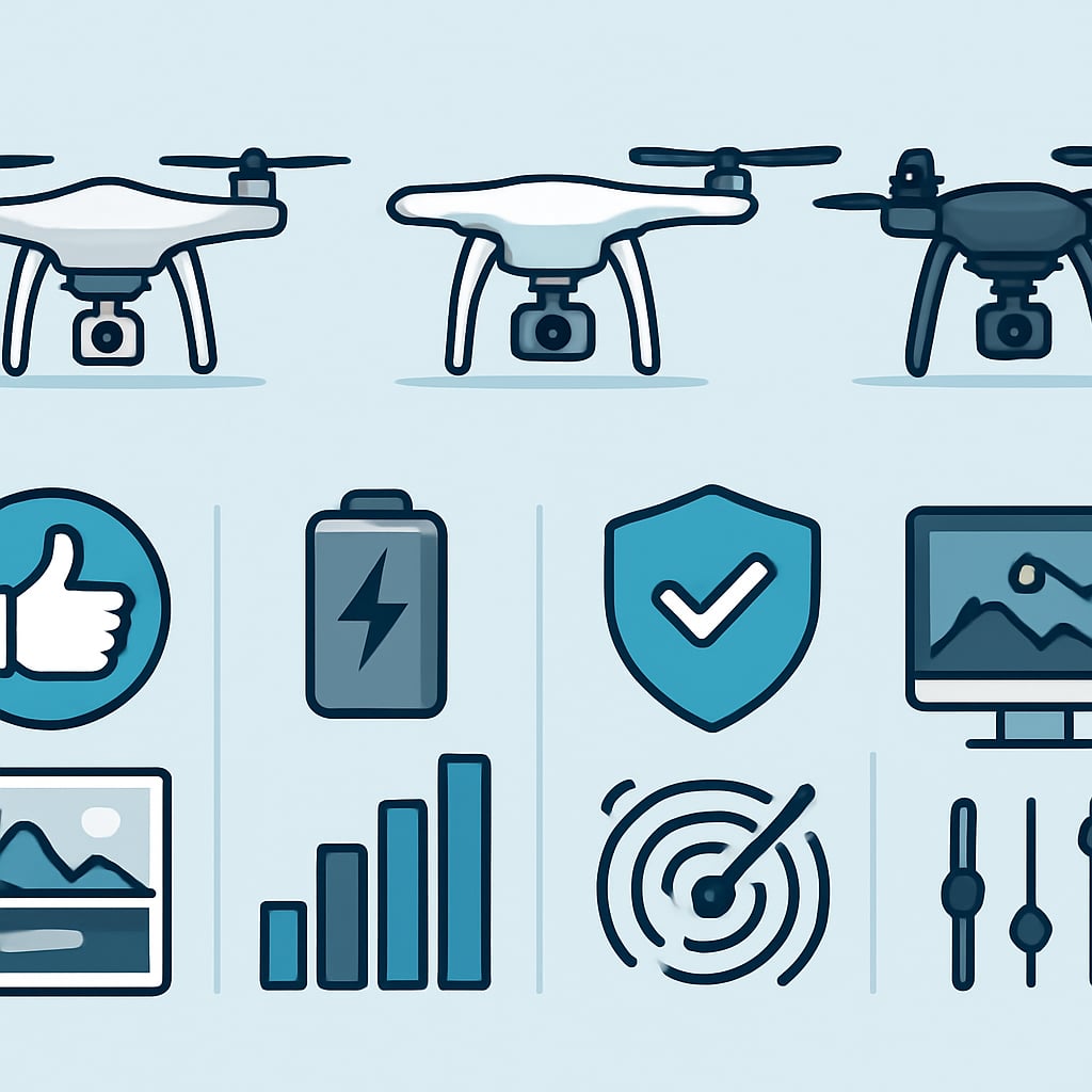 空拍機推薦品牌選擇指南:從新手到專業攝影師的完整攻略 3 第二步:比較主流空拍機品牌的關鍵特性 - 說明圖片