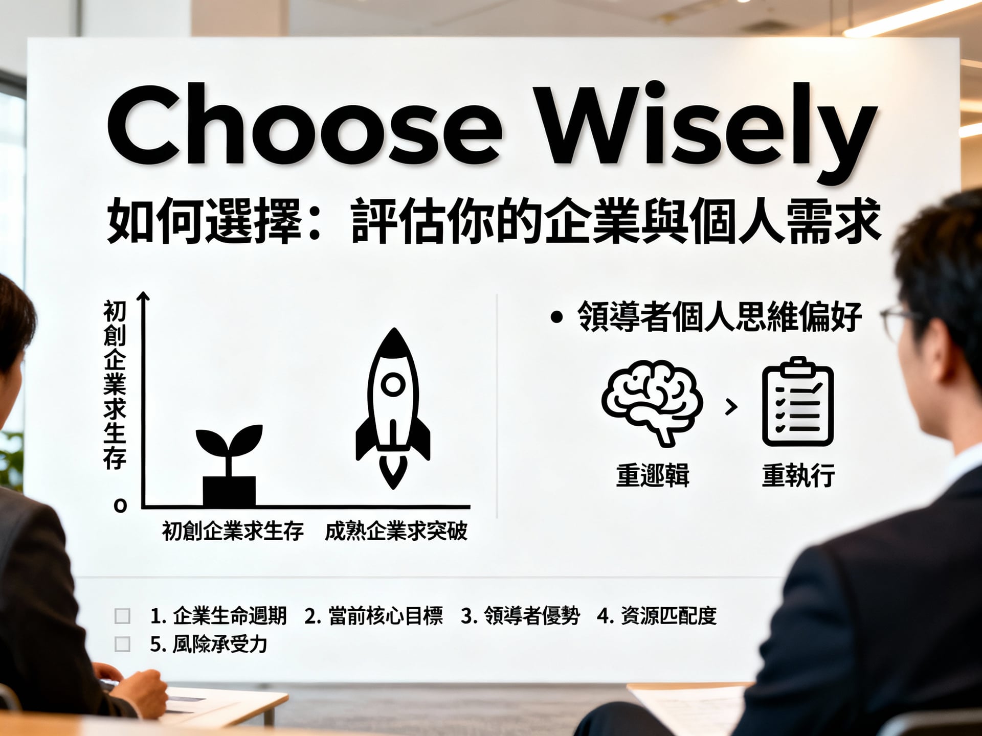 劉潤和張琦對比解析:誰的商業策略更適合你的企業? 4 如何選擇:評估你的企業與個人需求 - 說明圖片