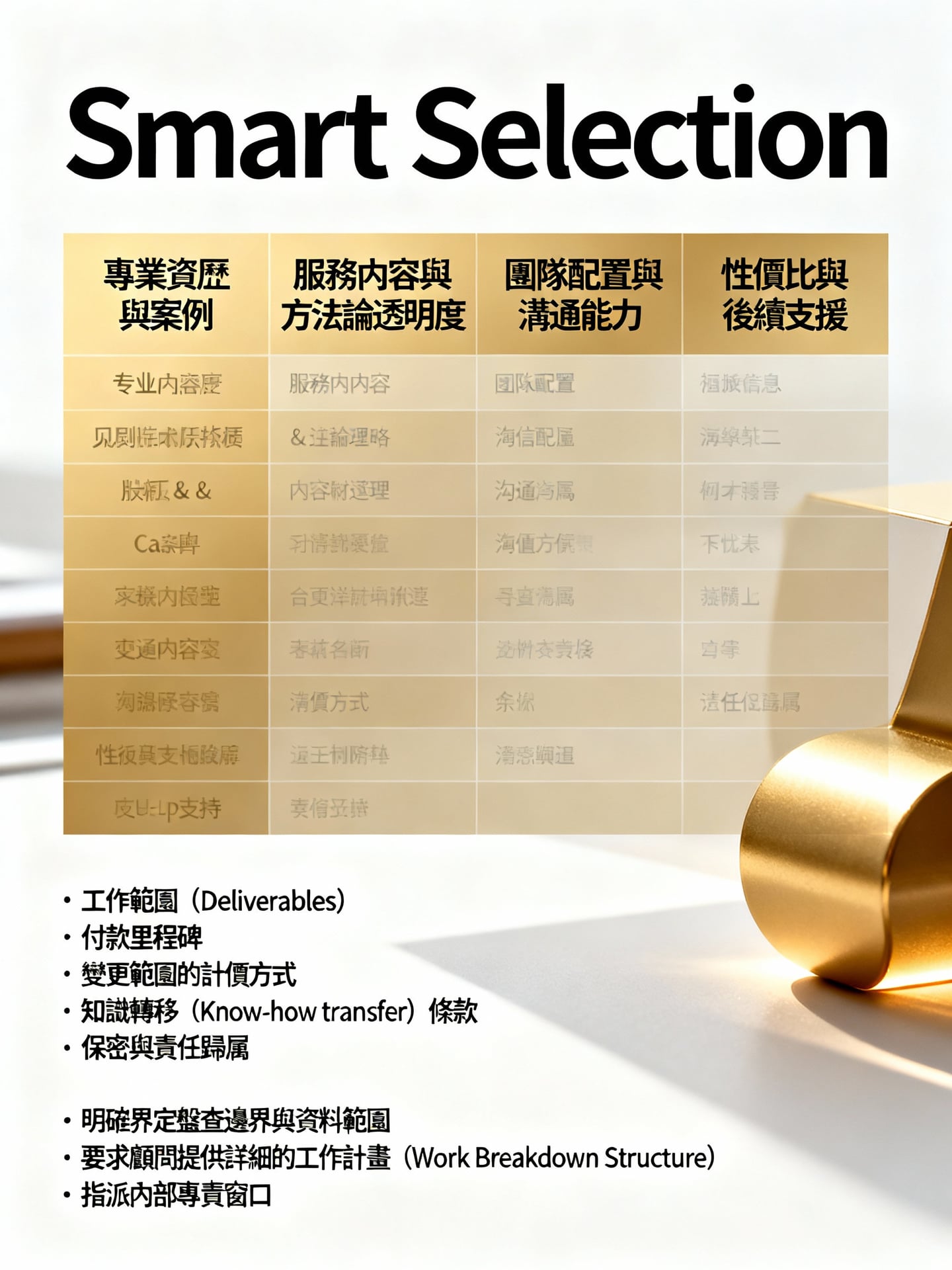 精明選擇：顧問遴選評分表與合約談判要點 - 說明圖片